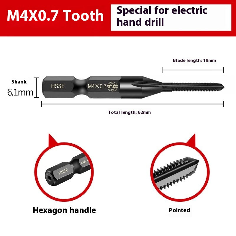 1087-Tiangong 6542 high speed steel hexagonal shank straight flute taps electric drill tapping stainless steel cast iron tapping M3-M12 Shandong Denso Pricision Tools Co.,Ltd.